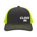 Clock In Trucker Hat - Charcoal/Yellow Embroidered