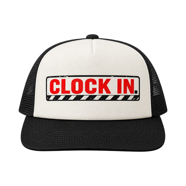 Clock In Trucker Hat - Black/White Patch