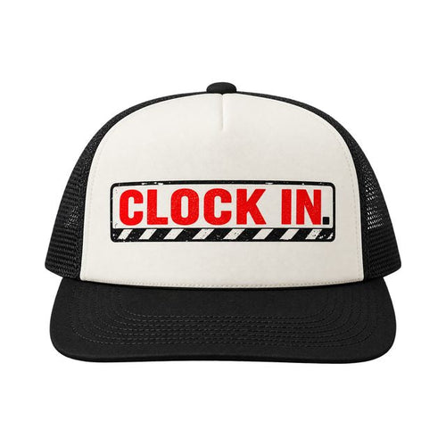 Clock In Trucker Hat - Black/White Patch